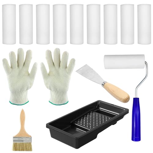 Littlegaofeithing Set mit 10 Farbrollern – Mini-Farbroller mit Griffen + Mini-Farbbehälter, geeignet für die Wanddekoration der Architektur und Malereibedarf (10 cm) von Littlegaofeithing