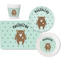 Personalisiertes Kindergeschirr Set Bär Mit Namen Aus Melamin, Kinderteller, Taufgeschenk Mädchen Junge, Essgeschirr Für Kinder, Geschenk von LittleliShop