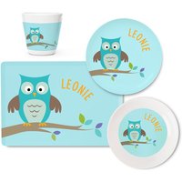 Personalisiertes Kindergeschirr Set Eule Aus Melamin, Babygeschirr Mit Namen, Patengeschenk Mädchen Junge, Kinderteller, Kinderbecher von LittleliShop