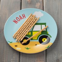 Personalisiertes Kindergeschirr Set Traktor Mit Namen Aus Melamin, Babygeschirr Name, Taufgeschenk, Geschenk Junge, Kinderteller, Becher von LittleliShop