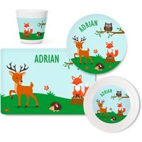 Personalisiertes Kindergeschirr Set Wald Tiere Mit Namen Aus Melamin, Babygeschirr Name, Taufgeschenk, Patengeschenk, Kinderteller, Becher Personalisiertes Kindergeschirr Set Wald Tiere Mit Namen Aus Melamin, Babygeschirr Name, Taufgeschenk, Patengeschenk, Kinderteller, Becher von LittleliShop