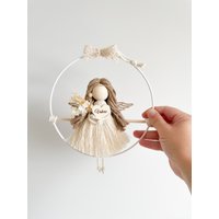 Schutzengel Personalisiert, Makramee Engel, Wanddeko, Geschenk Zur Taufe, Personalisiertes Geschenk, Weihnachtsgeschenk von Littleplazaworld