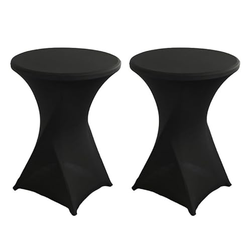 Littleprins Stehtisch Hussen 2er Set, Stretch Stehtischhussen, Hussen für Stehtische, Verstärkung im Fußbereich Bügelfrei und Maschinenwaschbar (Ø80 x 110 cm, Schwarz) von Littleprins