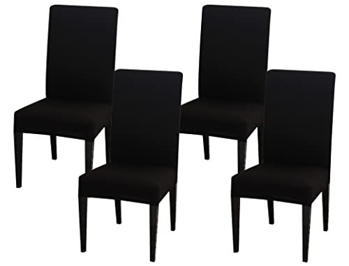 Littleprins Stuhlhussen 4er Set Schwingstühle Stretch Stuhlbezug elastische Hussen für Stühle Stuhlüberzug für Esszimmer Stuhl Hochzeit Partys Bankett (Schwarz) von Littleprins