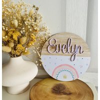 Personalisiertes Türschild Mit Kreis Boho Rosa Regenbogen, Für Mädchen, Mädchenzimmer von Littlesparklesbtique