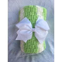 Handarbeit Häkeln Grün Und Weiß-Baby-Decke von LittlestLentils