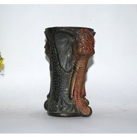 Antiker Doppel-Elefant-Design-Stiftständer | Stift Stifthalter Messing Vase Blumentopf Büroaccessoires von LittletalesCreations