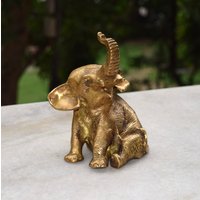 Elefant Figur Statue | Messing Glücklichste Tier Sitzend Pose Skulptur Einweihungsobjekt von LittletalesCreations