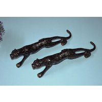 Entzückende Messing Leopard Statue Tischdekoration | 11'' Zoll Tier Gepard Figur Set Von 02 Stück von LittletalesCreations