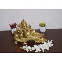 Messing Ganesha Statue | Lord Vinayaka Sitzend Auf Pfauenthron 23 cm Religiöse Ganpati Idole von LittletalesCreations