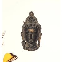 Messing Gott Shiva Kopf Wandbehang | Schwarze Antike Mahadeva Büste Skulptur Wanddekoration Für Zimmer Flur von LittletalesCreations