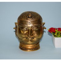 Messing Lord Shiva Mukhalingam Gesicht | Gott Inkarnation Idol Bhairava Kopf Moustache Trimurti Tisch Statue Gewicht 2, 4 Kg Ca von LittletalesCreations