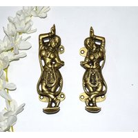 Odyssey Dancing Lady Figur Türgriff | Messing Kuchipudi Frauen Form Eingangshalle Türbeschläge von LittletalesCreations