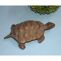 Ozean Schildkröte Form Vintage Statue | Gegossenes Messing Tier Amphibian Idol Outdoor Rasenstatue Furnish von LittletalesCreations