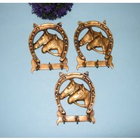 Pferdepaar Rahmenhaken | Zwei Tiere Kopf Haken Messing Outdoor Dreifach Schlüsselhalter von LittletalesCreations