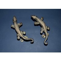 Salamander Reptil Vintage Messing Griffe | Gothic Eidechse Kommode Schubladenknopf von LittletalesCreations