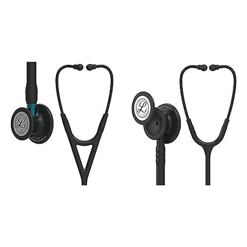 3M Littmann Cardiology IV Stethoskop für die Diagnose, 69 cm, 6201 & 3M Littmann Classic III Stethoskop zur Überwachung, Black Edition Bruststück, schwarzer Schlauch, 69 cm, 5803 von 3M Littmann