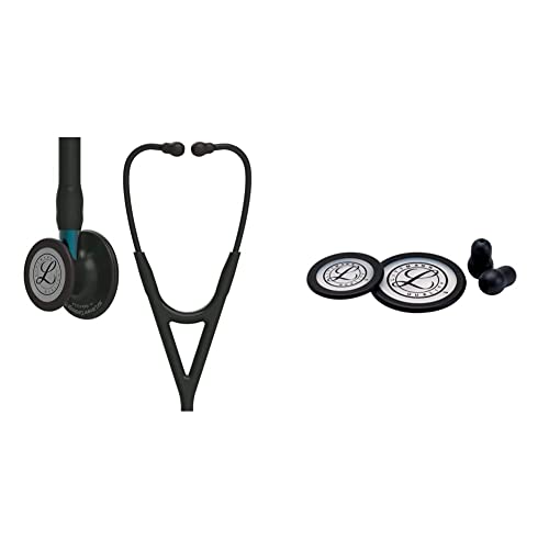 3M Littmann Cardiology IV Stethoskop für die Diagnose, 69 cm, 6201 & 3M Littmann Stethoskop Ersatzteil-Set, Classic III und Cardiology IV, schwarz, 40016 von Littmann