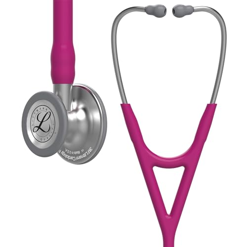 3M Littmann Cardiology IV Stethoskop für die Diagnose, Bruststück in Standardausführung, himbeerroter Schlauch, Schlauchanschluss und Ohrbügel aus Edelstahl, 69 cm, 6158 von Littmann