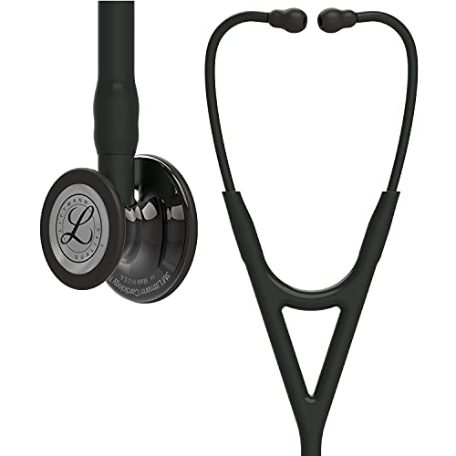 3M Littmann Cardiology IV Stethoskop für die Diagnose, hochglänzendes, Smoke-Finish Bruststück, Schlauch, Schlauchanschluss und Ohrbügel in Schwarz, 69 cm, 6232 von Littmann