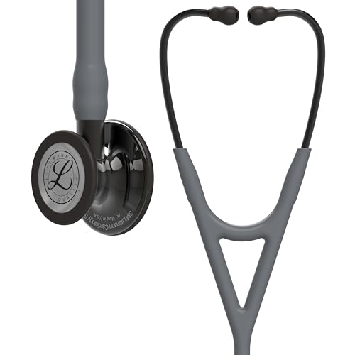 3M Littmann Cardiology IV Stethoskop für die Diagnose, hochglänzendes, Smoke-Finish Bruststück, grauer Schlauch, Schlauchanschluss und Ohrbügel in Rauchfarben, 69 cm, 6238 von 3M Littmann