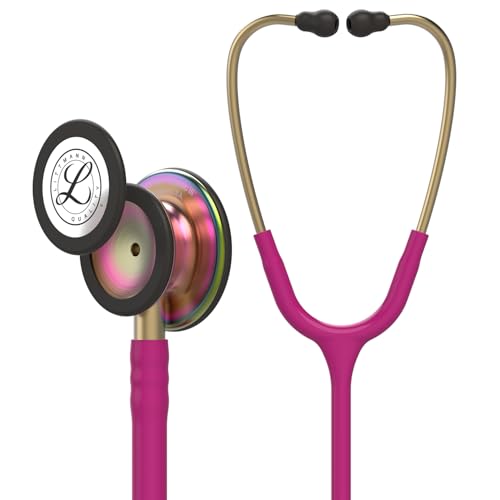 3M Littmann Classic III Stethoskop zur Überwachung, 5806, regenbogenfarbenes Bruststück, himbeerroter Schlauch, 69 cm von 3M Littmann