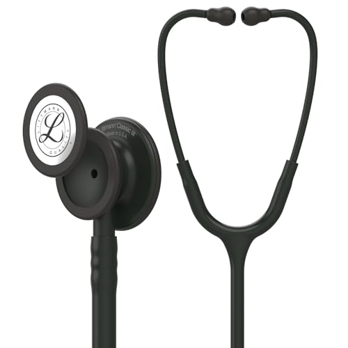 3M Littmann Classic III Stethoskop zur Überwachung, 5803, Black Edition Bruststück, schwarzer Schlauch, 69 cm von 3M Littmann