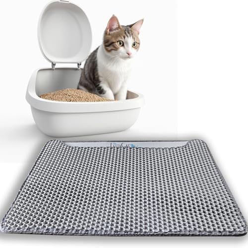 Littycat Katzenstreumatte Katzenklo Matte Unterleger in der Größe 60x45cm, zweilagig, wasserdicht, weiche EVA Matte mit Bienenwabendesign, Antirutsch, ideal für Katzenklos in Grau Littycat Katzenstreumatte Katzenklo Matte Unterleger in der Größe 60x45cm, zweilagig, wasserdicht, weiche EVA Matte mit Bienenwabendesign, Antirutsch, ideal für Katzenklos in Grau von Littycat