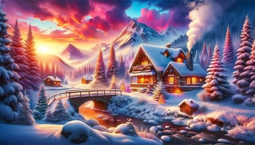 Diamond Painting Woods Schneehütte,5D Großes Diamond Painting für Erwachsene,Winterlandschaft DIY Diamant Painting Bilder,Voll Runder Strass Stickerei Kristall Diamant Malerei Home Wall Décor 60x120cm Diamond Painting Woods Schneehütte,5D Großes Diamond Painting für Erwachsene,Winterlandschaft DIY Diamant Painting Bilder,Voll Runder Strass Stickerei Kristall Diamant Malerei Home Wall Décor 60x120cm von Lituor