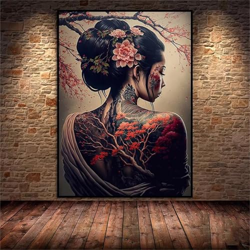 Japanische Tattoo-Frau Malen nach Zahlen für Erwachsene,DIY Handgemalt Ölgemälde-Set auf Leinwand mit Pinseln und Acrylpigment für Kinder Anfänger Kunst für Heimdekoration Geschenk mit Rahmen,60x75cm Japanische Tattoo-Frau Malen nach Zahlen für Erwachsene,DIY Handgemalt Ölgemälde-Set auf Leinwand mit Pinseln und Acrylpigment für Kinder Anfänger Kunst für Heimdekoration Geschenk mit Rahmen,60x75cm von Lituor