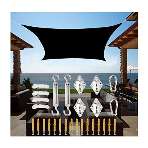 2x3m 3x5m Black Sun Shade Sail Rectangle Sun Sail Canopy Sunscreen Awning with 4 Ropes and Stainless Steel Hardware Kit, for Patios Yard Garden Outdoor Activities von LiuGUyA