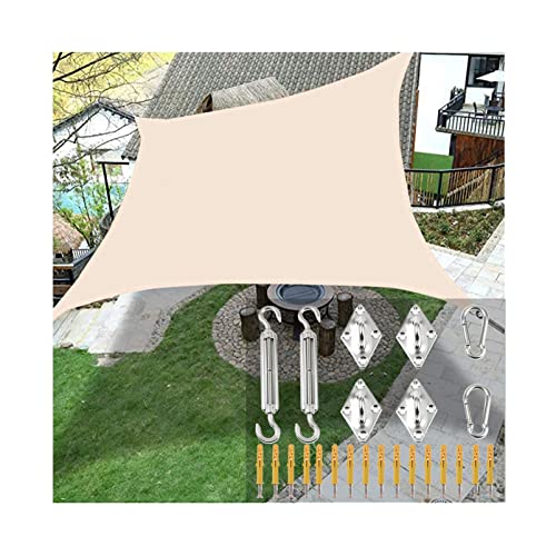 Sun Shade Sail Rectangle Awning Patio Sunshade Cover Canopy Durable Waterproof Fabric with Fixing Kit and 4 Ropes for Outdoor Garden Yard Pergola, Beige von LiuGUyA