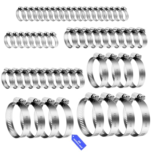 60 Stk Schlauchschellen Set, 6-51mm Schlauchschelle Edelstahl 304, Schlauchklemmen, Einstellbare Rohrschellen Schlauchbinder für Waschmaschine Poolschlauch Kraftstoffschlauch, 6 Größen Schellen von LiuHancsqd