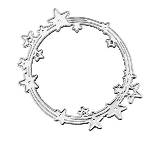 Metall-Stanzschablone, Sterne, runder Rahmen, Metall-Stanzformen, für Scrapbooking, Album, Papierkarten, Dekoration von LiuJunh
