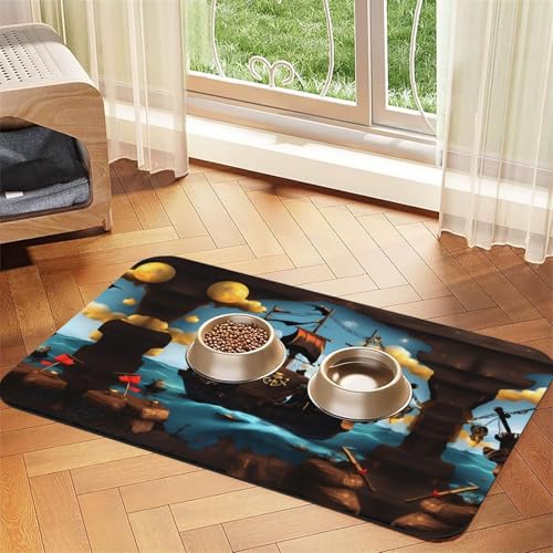 30 x 45 cm Cartoon-Piratenschiff-Druck, saugfähige Futtermatte für Haustiere, schnell trocknendes Futter-Pad/Leder-Tischset, für Hunde und Katzen, Futternapf, Wasser 30 x 45 cm Cartoon-Piratenschiff-Druck, saugfähige Futtermatte für Haustiere, schnell trocknendes Futter-Pad/Leder-Tischset, für Hunde und Katzen, Futternapf, Wasser von LiuMng