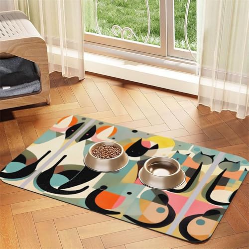 40 x 60 cm Mitte des Jahrhunderts moderner Kunstdruck Katze Druck Haustier saugfähige Futtermatte – schnell trocknendes Futterpad/Leder-Tischset, für Hunde und Katzen, Futternapf, Wasser 40 x 60 cm Mitte des Jahrhunderts moderner Kunstdruck Katze Druck Haustier saugfähige Futtermatte – schnell trocknendes Futterpad/Leder-Tischset, für Hunde und Katzen, Futternapf, Wasser von LiuMng
