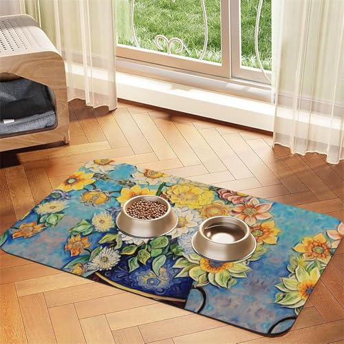 40 x 60 cm Öl auf Leinwand Blumen Druck Haustier saugfähige Futtermatte – schnell trocknendes Futterpad/Leder-Tischset, für Hund Katze Futternapf Wasser 40 x 60 cm Öl auf Leinwand Blumen Druck Haustier saugfähige Futtermatte – schnell trocknendes Futterpad/Leder-Tischset, für Hund Katze Futternapf Wasser von LiuMng