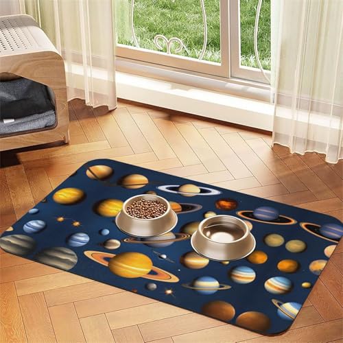 40 x 60 cm Sonnensystem Planeten Druck Haustier saugfähige Futtermatte – schnell trocknendes Futterpad/Leder-Tischset, für Hunde und Katzen, Futternapf 40 x 60 cm Sonnensystem Planeten Druck Haustier saugfähige Futtermatte – schnell trocknendes Futterpad/Leder-Tischset, für Hunde und Katzen, Futternapf von LiuMng