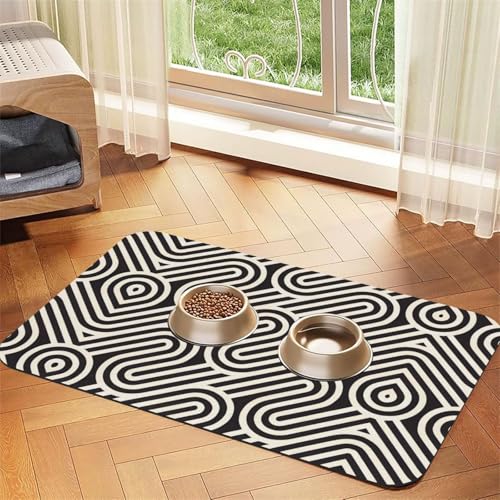 40 x 60 cm schwarze, geschwungene Textur, saugfähige Futtermatte für Haustiere, schnell trocknendes Futterpad/Leder-Tischset, für Hunde und Katzen, Futternapf 40 x 60 cm schwarze, geschwungene Textur, saugfähige Futtermatte für Haustiere, schnell trocknendes Futterpad/Leder-Tischset, für Hunde und Katzen, Futternapf von LiuMng