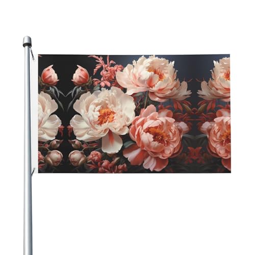 90 x 150 cm große, hellweiße Pfingstrosenflaggen – farbechte Banner für Innen- und Außenbereich, mit Metallösen, für Zuhause, Urlaubsdekoration 90 x 150 cm große, hellweiße Pfingstrosenflaggen – farbechte Banner für Innen- und Außenbereich, mit Metallösen, für Zuhause, Urlaubsdekoration von LiuMng