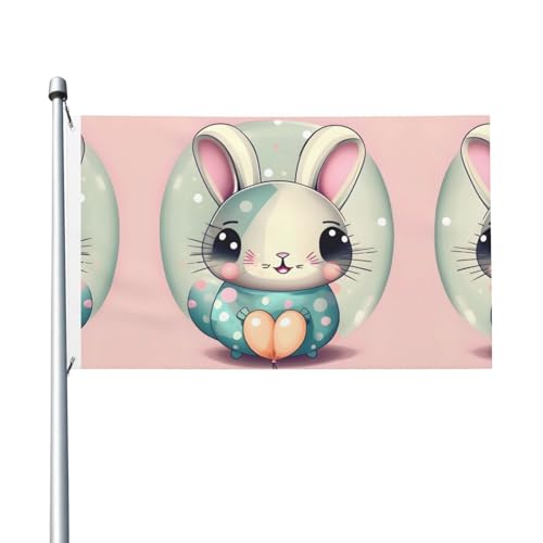 90 x 150 cm große, rosa Cartoon-Hasen-Flaggen, farbecht, für Innen- und Außenbereich, mit Metallösen, für Zuhause, Urlaubsdekoration 90 x 150 cm große, rosa Cartoon-Hasen-Flaggen, farbecht, für Innen- und Außenbereich, mit Metallösen, für Zuhause, Urlaubsdekoration von LiuMng