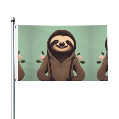 90 x 150 cm große Cartoon-Faultier-Flaggen, farbecht, für Innen- und Außenbereich, mit Metallösen, für Zuhause, Urlaubsdekoration 90 x 150 cm große Cartoon-Faultier-Flaggen, farbecht, für Innen- und Außenbereich, mit Metallösen, für Zuhause, Urlaubsdekoration von LiuMng