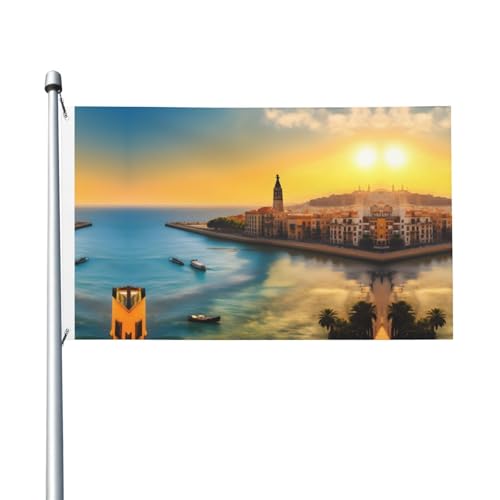 90 x 150 cm große Flaggen mit Sonnenuntergang in Barcelona, farbecht, für Innen- und Außenbereich, mit Metallösen, für Zuhause, Urlaubsdekoration 90 x 150 cm große Flaggen mit Sonnenuntergang in Barcelona, farbecht, für Innen- und Außenbereich, mit Metallösen, für Zuhause, Urlaubsdekoration von LiuMng