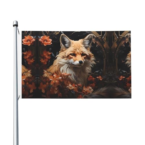 90 x 150 cm große Fuchs- und Blumen-Druckflaggen – farbechte Banner für Innen- und Außenbereich, mit Metallösen, für Zuhause, Urlaubsdekoration 90 x 150 cm große Fuchs- und Blumen-Druckflaggen – farbechte Banner für Innen- und Außenbereich, mit Metallösen, für Zuhause, Urlaubsdekoration von LiuMng