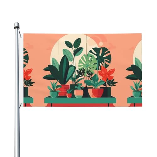 90 x 150 cm große Topf-Grünpflanzen-Flaggen – farbechte Banner für drinnen und draußen, mit Metallösen, für Zuhause, Urlaubsdekoration von LiuMng