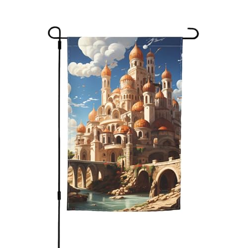 Anime Castle Sky Print Gartenflagge 30,5 x 45,7 cm – doppelseitige saisonale Outdoor-Flaggen, für Hof, Veranda, Party-Dekoration von LiuMng