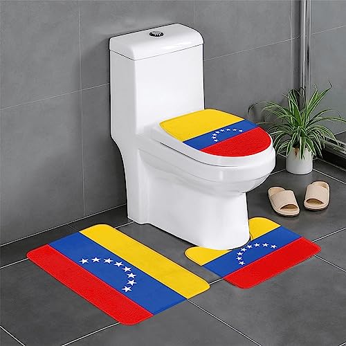 Badteppich-Set, 3-teilig, rutschfeste Badematten, WC-Deckelbezug, U-förmige Kontur, WC-Vorleger, Flagge von Venezuela-Druck Badteppich-Set, 3-teilig, rutschfeste Badematten, WC-Deckelbezug, U-förmige Kontur, WC-Vorleger, Flagge von Venezuela-Druck von LiuMng