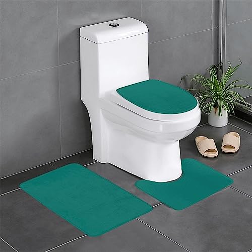 Badteppich-Set, 3-teilig, rutschfeste Badematten, WC-Deckelbezug, U-förmiger Kontur-WC-Teppich, einfarbig, dunkelgrüner Druck Badteppich-Set, 3-teilig, rutschfeste Badematten, WC-Deckelbezug, U-förmiger Kontur-WC-Teppich, einfarbig, dunkelgrüner Druck von LiuMng