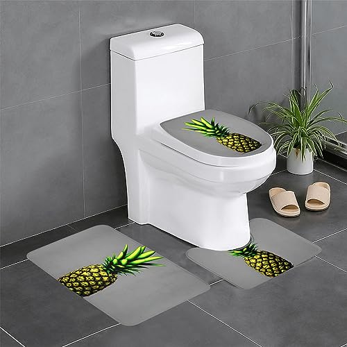 Badteppich-Set, 3-teilig, rutschfeste Badematten, WC-Deckelbezug, U-förmiger Kontur-WC-Vorleger, Cartoon-Ananas-Druck Badteppich-Set, 3-teilig, rutschfeste Badematten, WC-Deckelbezug, U-förmiger Kontur-WC-Vorleger, Cartoon-Ananas-Druck von LiuMng