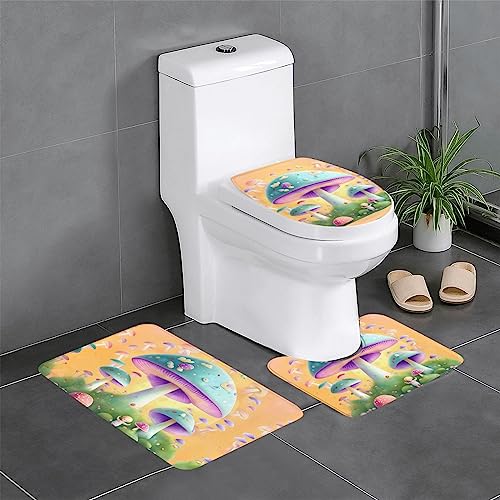 Badteppich-Set, 3-teilig, rutschfeste Badematten, WC-Deckelbezug, U-förmiger Kontur-WC-Vorleger, Fantasie-Pilz-Druck Badteppich-Set, 3-teilig, rutschfeste Badematten, WC-Deckelbezug, U-förmiger Kontur-WC-Vorleger, Fantasie-Pilz-Druck von LiuMng